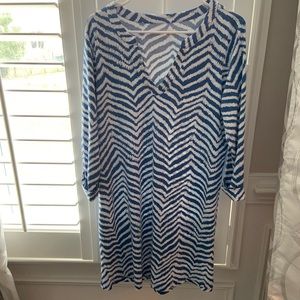 Lilly Pulitzer Blue and White 3/4 sleeve dress